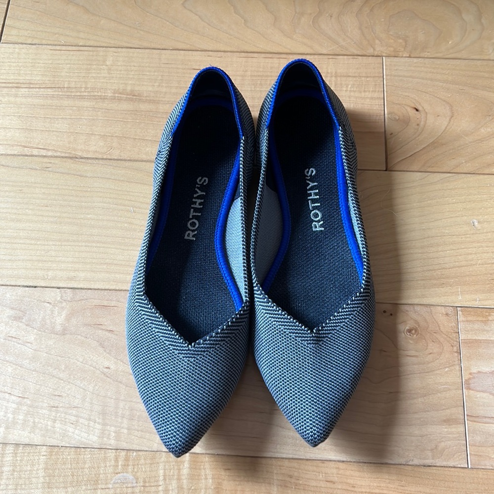 Rothy’s The Point Flat in Cloud Grey Birdseye Size 7
